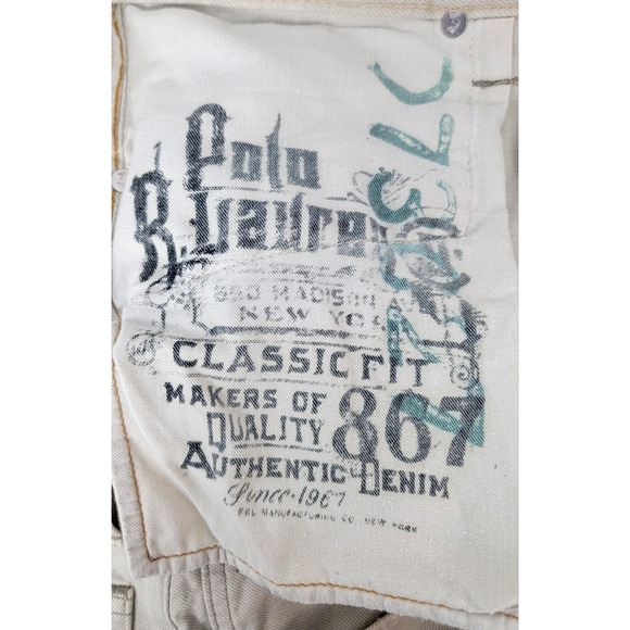 Polo Ralph Lauren 867 Classic Fit Jeans Men’s 34x30 Hudson Bone Wash Beige - Picture 10 of 15